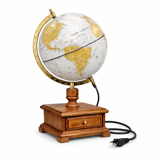 Heritage Atlas Illuminated World Globe with Wooden Drawer