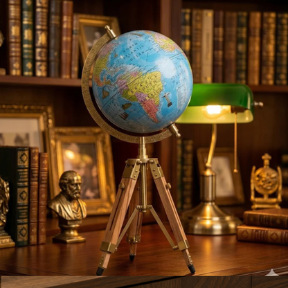 Decorative Globe with Wooden Tripod Stand
