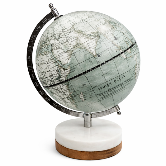 Political World Globe with Marble & Wooden Base