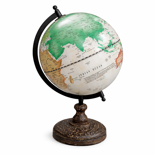 Political World Globe with Matte Black Polished Wood Base