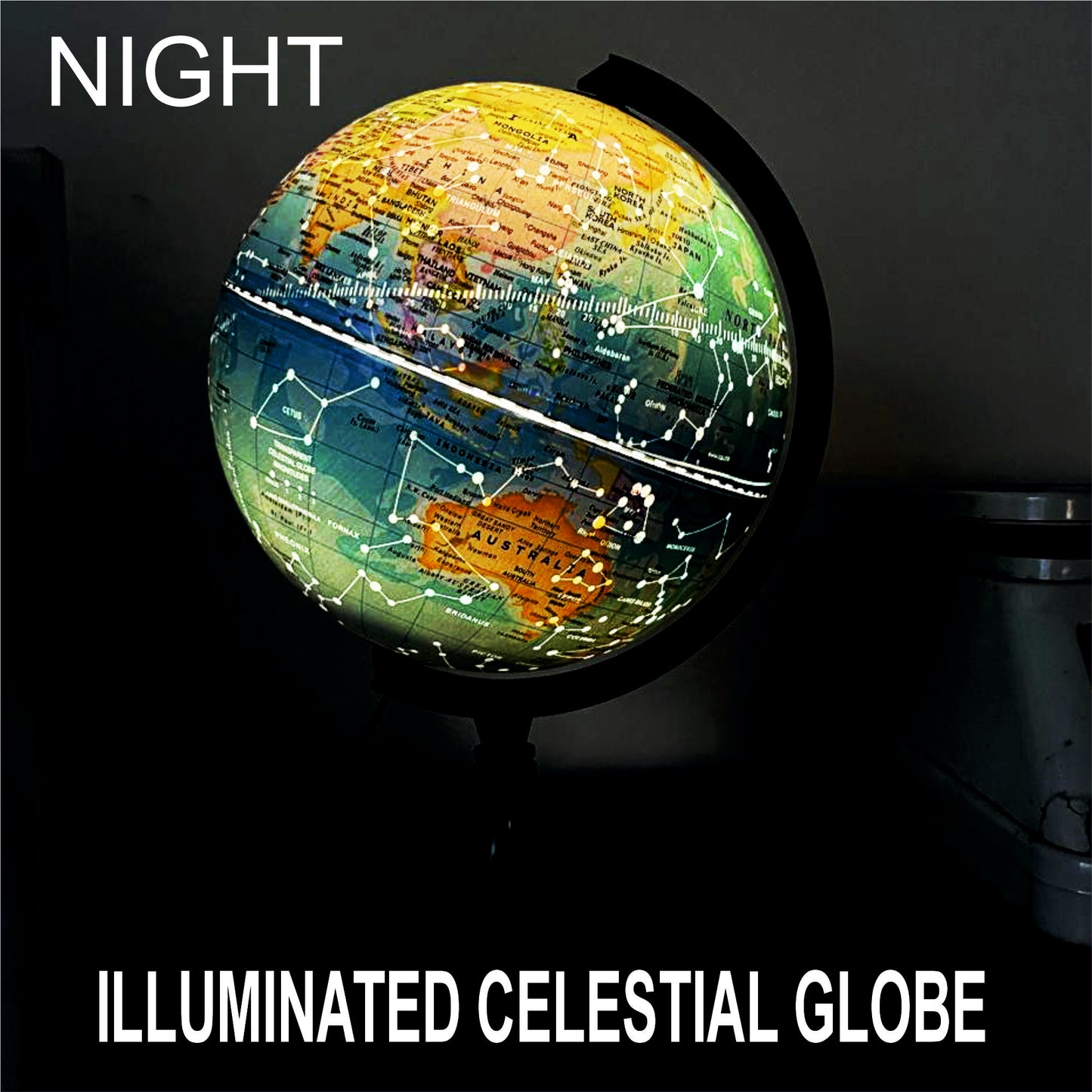 2 in 1 Political and Celestial Led Light 8 inch Globe