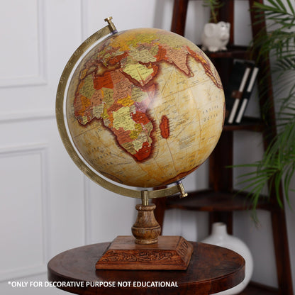 Antique Yellow Texture Globe with Wood Stand