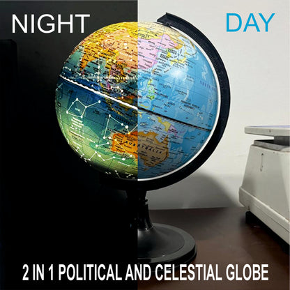 2 in 1 Political and Celestial Led Light 8 inch Globe