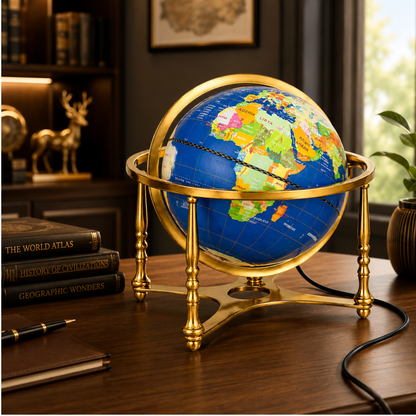 Illuminated World Globe with Gold Metal Stand with LED Light – Premium Desk & Home Décor