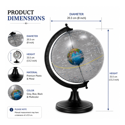 Astronomy Globe with Constellations & Earth | 10 Inch Decorative Educational Globe for Home & Office Décor