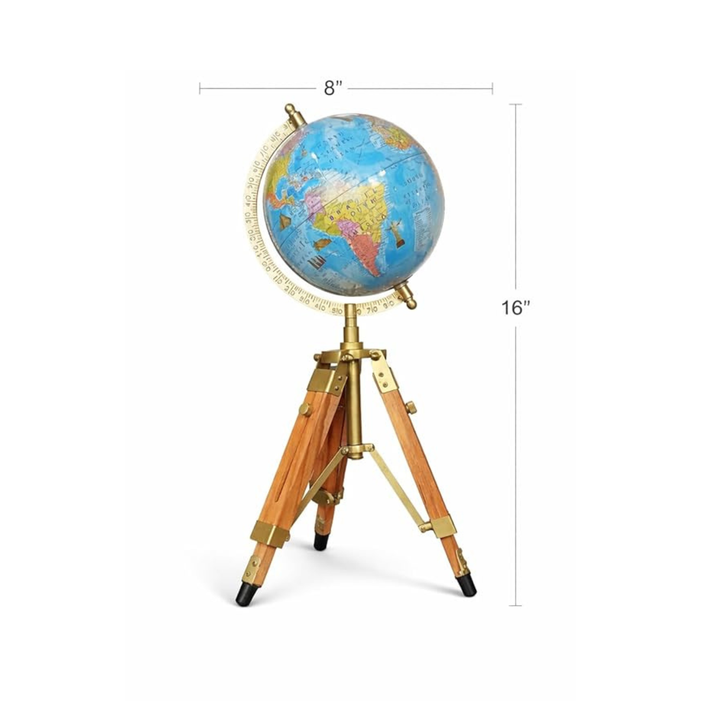 Decorative Globe with Wooden Tripod Stand