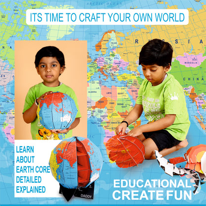 World Globe Kit with Earth Core Layers Geography Model for Students Ages 3-15