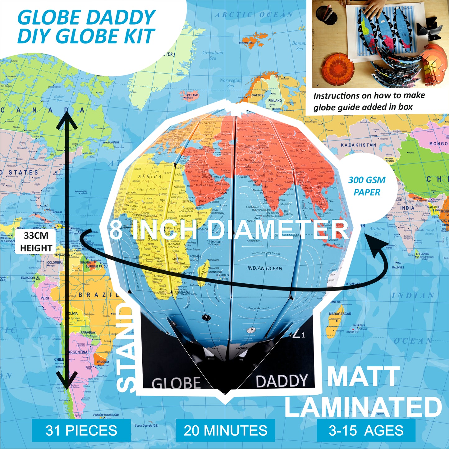 World Globe Kit with Earth Core Layers Geography Model for Students Ages 3-15