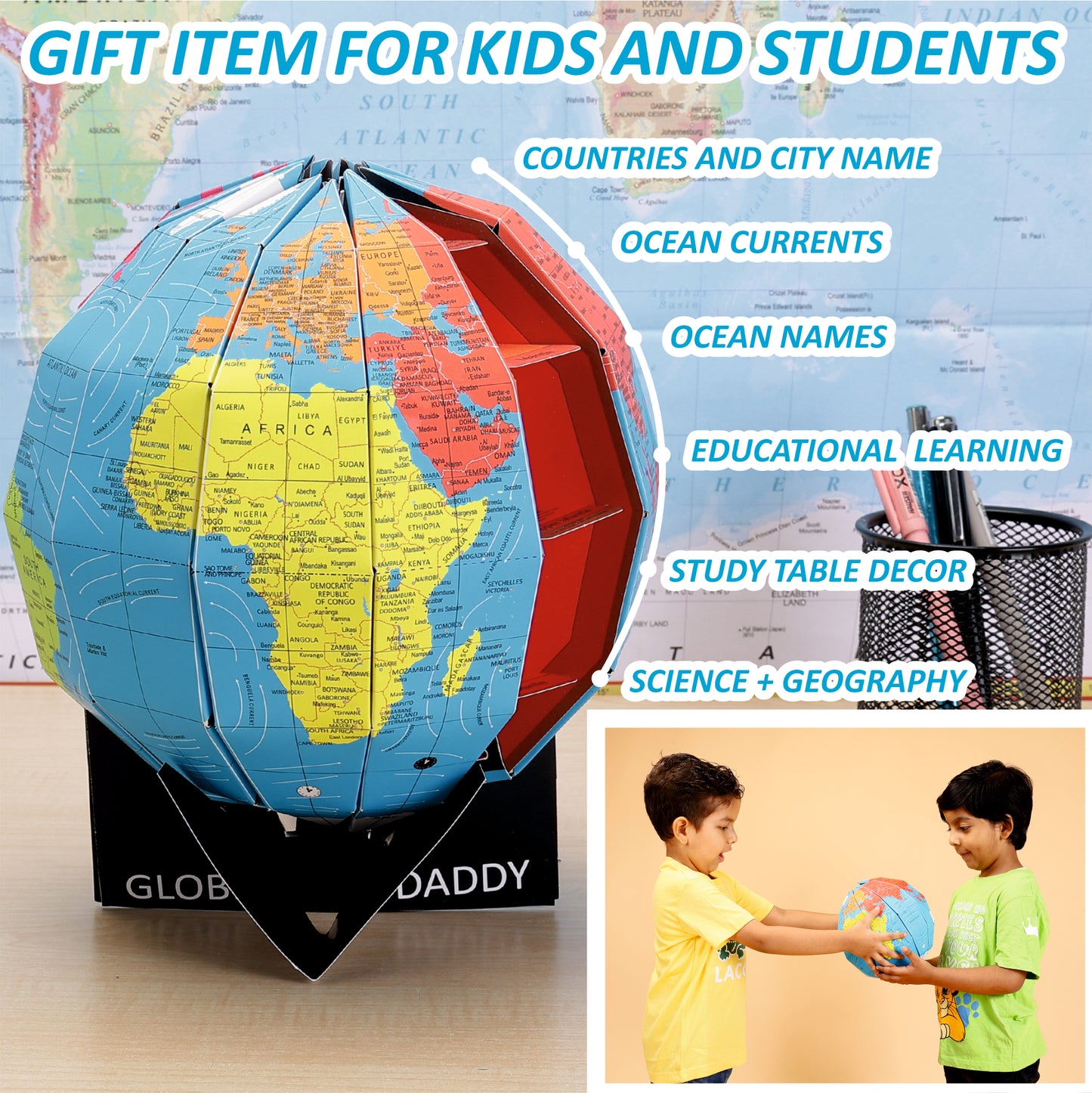World Globe Kit with Earth Core Layers Geography Model for Students Ages 3-15