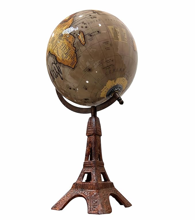 Wanderlust Slogan Globe with Eiffel Tower Base