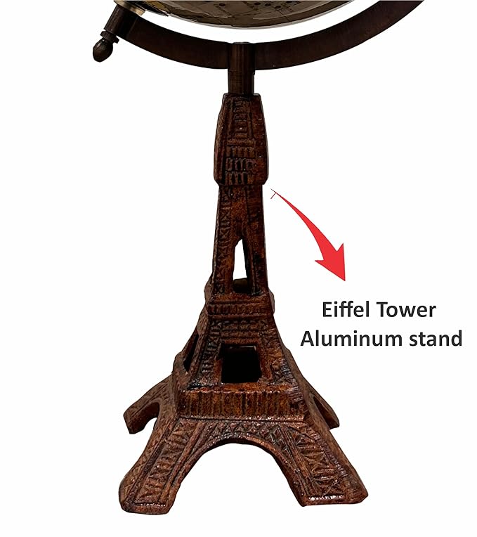 Wanderlust Slogan Globe with Eiffel Tower Base