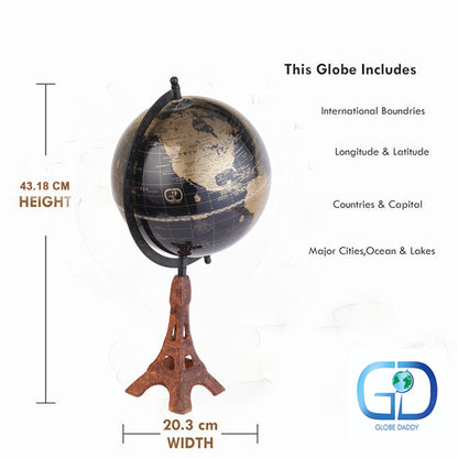 Traveller World Globe with Unique Eiffel Tower Base