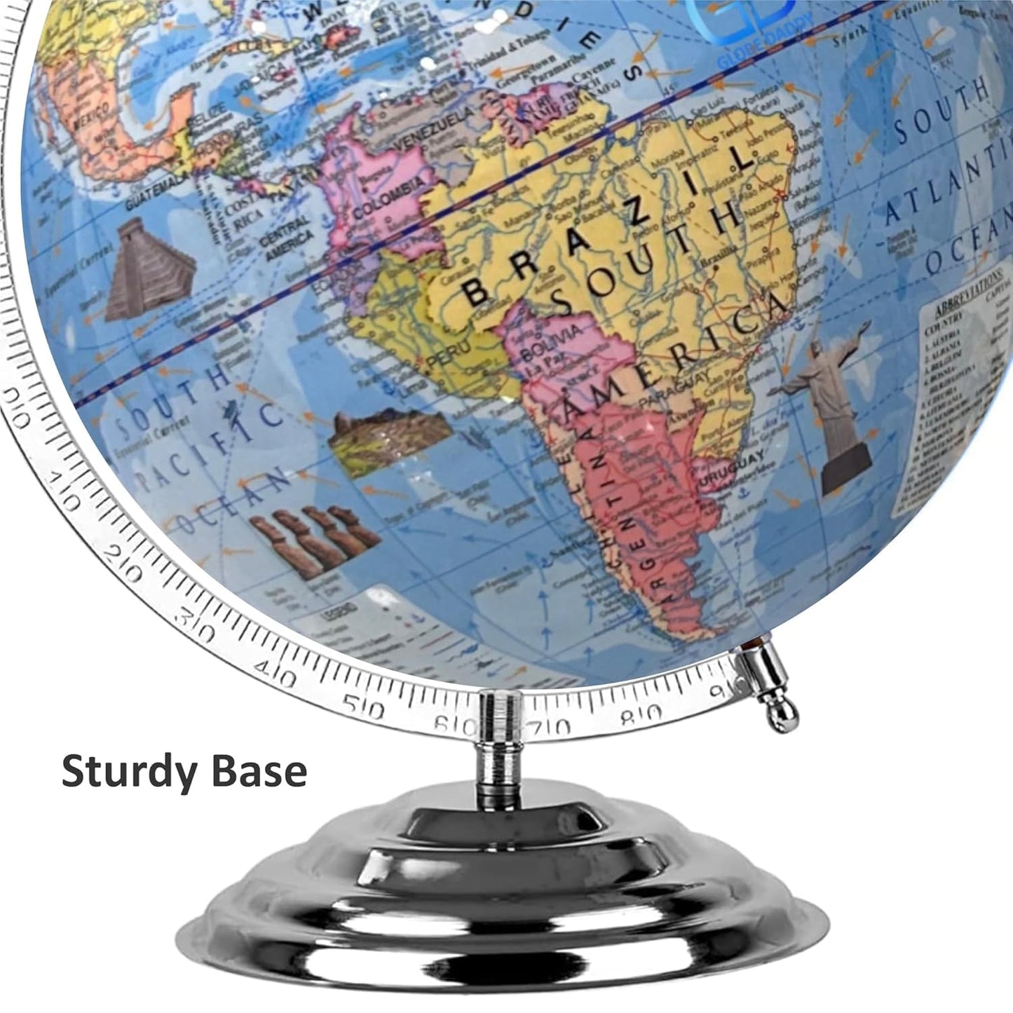 GLOBEDADDY 12 Inch Educational Globe with Heavy Metal Base