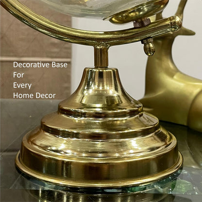 Luxury Metallic Gold & Silver Decorative World Globe with Gold Base Stand