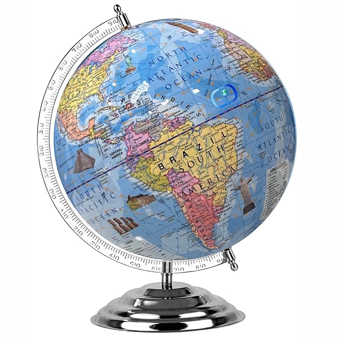 GLOBEDADDY 12 Inch Educational Globe with Heavy Metal Base