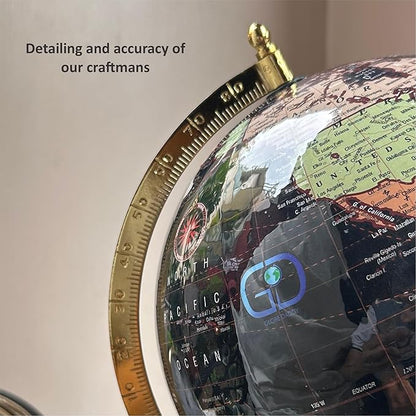 Home Decor Black World Globe 8 Inch with Gold Cylindrical Stand
