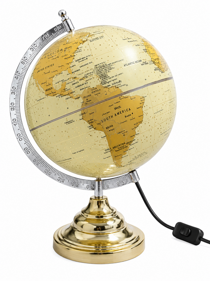 Premium Illuminated Golden World Globe with LED Light | Decorative Table Lamp | Luxury Home & Office Desk Decor