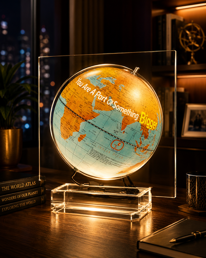 Political World Globe with Clear Transparent Acrylic Frame and Base