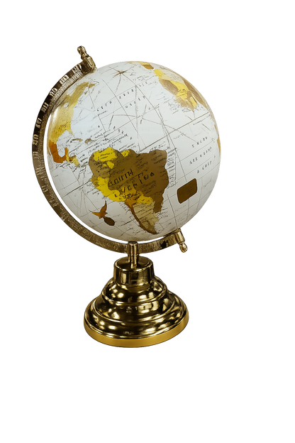 Classic White Gold Globe for Modern Luxury White & Gold Decorative World Globe | Premium Home & Office Desk Decor