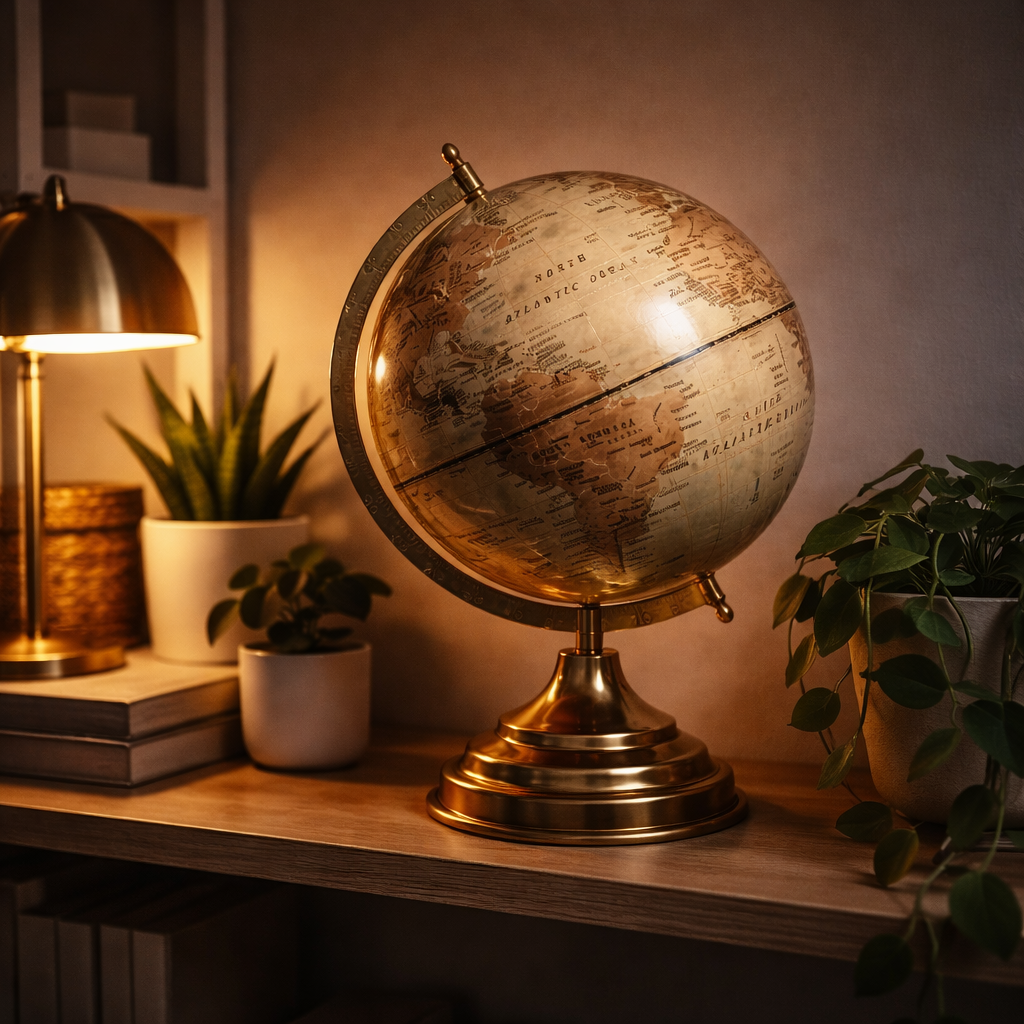 Decorative Globe with Metal Stand – Classic World Map Desk Ornament