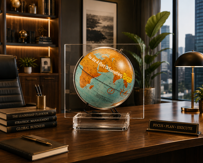 Political World Globe with Clear Transparent Acrylic Frame and Base