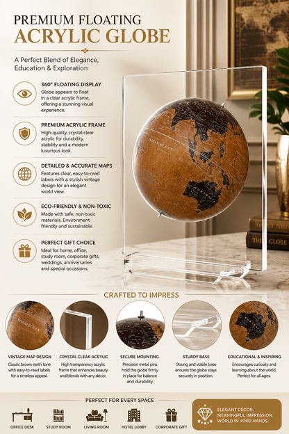 12 Inch Rotating World Globe with Acrylic Arc Base