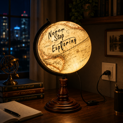 Never Stop  Exploring slogan LED Globe