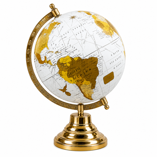 Classic White Gold Globe for Modern Luxury White & Gold Decorative World Globe | Premium Home & Office Desk Decor