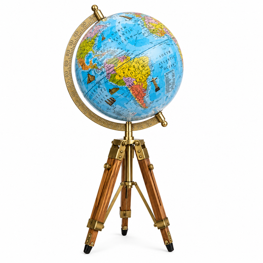 Decorative Globe with Wooden Tripod Stand