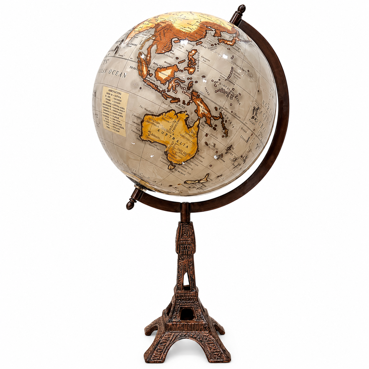 Wanderlust Slogan Globe with Eiffel Tower Base