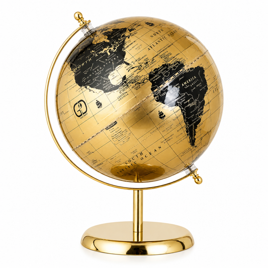 Decor World Globe with Gold Metal Arc and Base