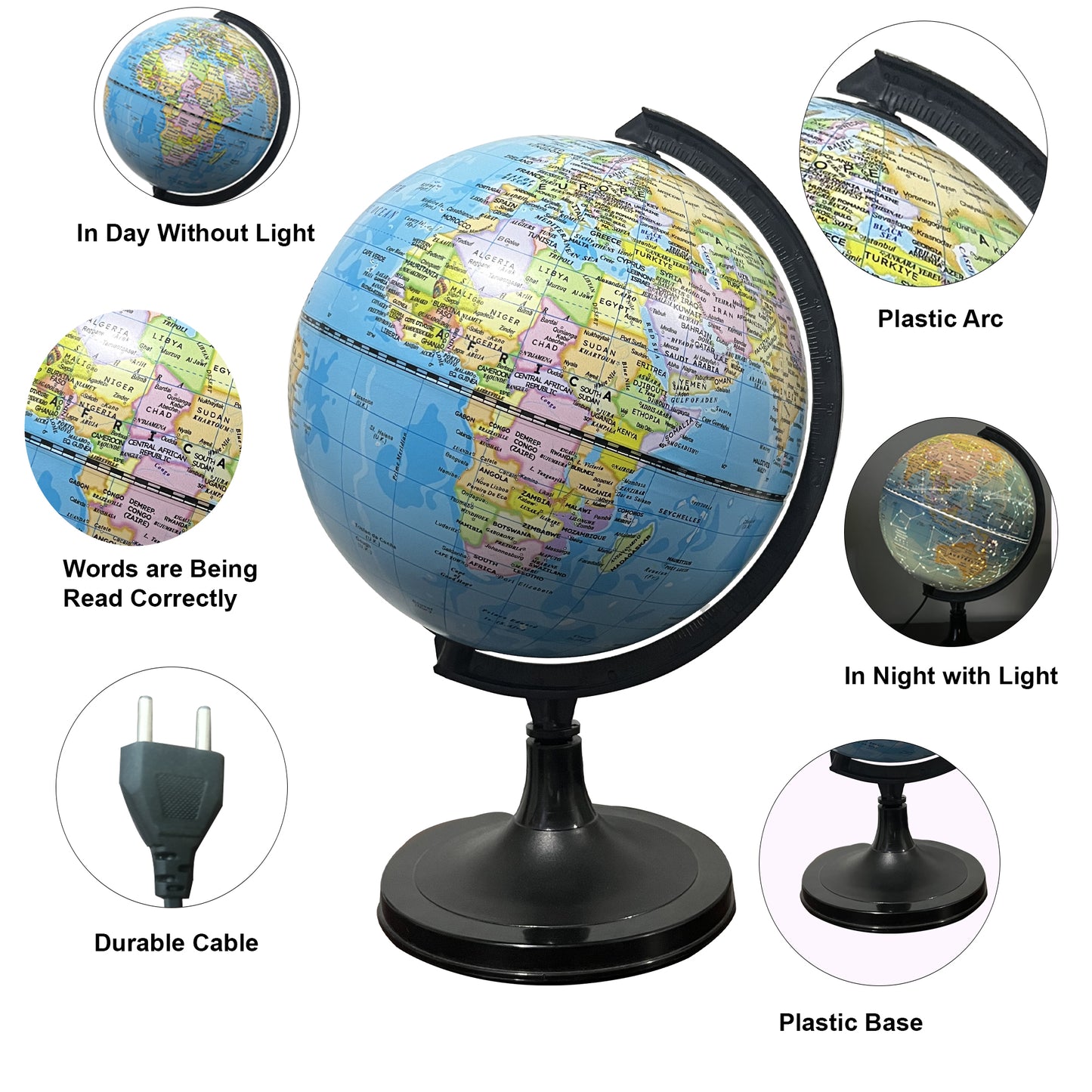 2 in 1 Political and Celestial Led Light 8 inch Globe