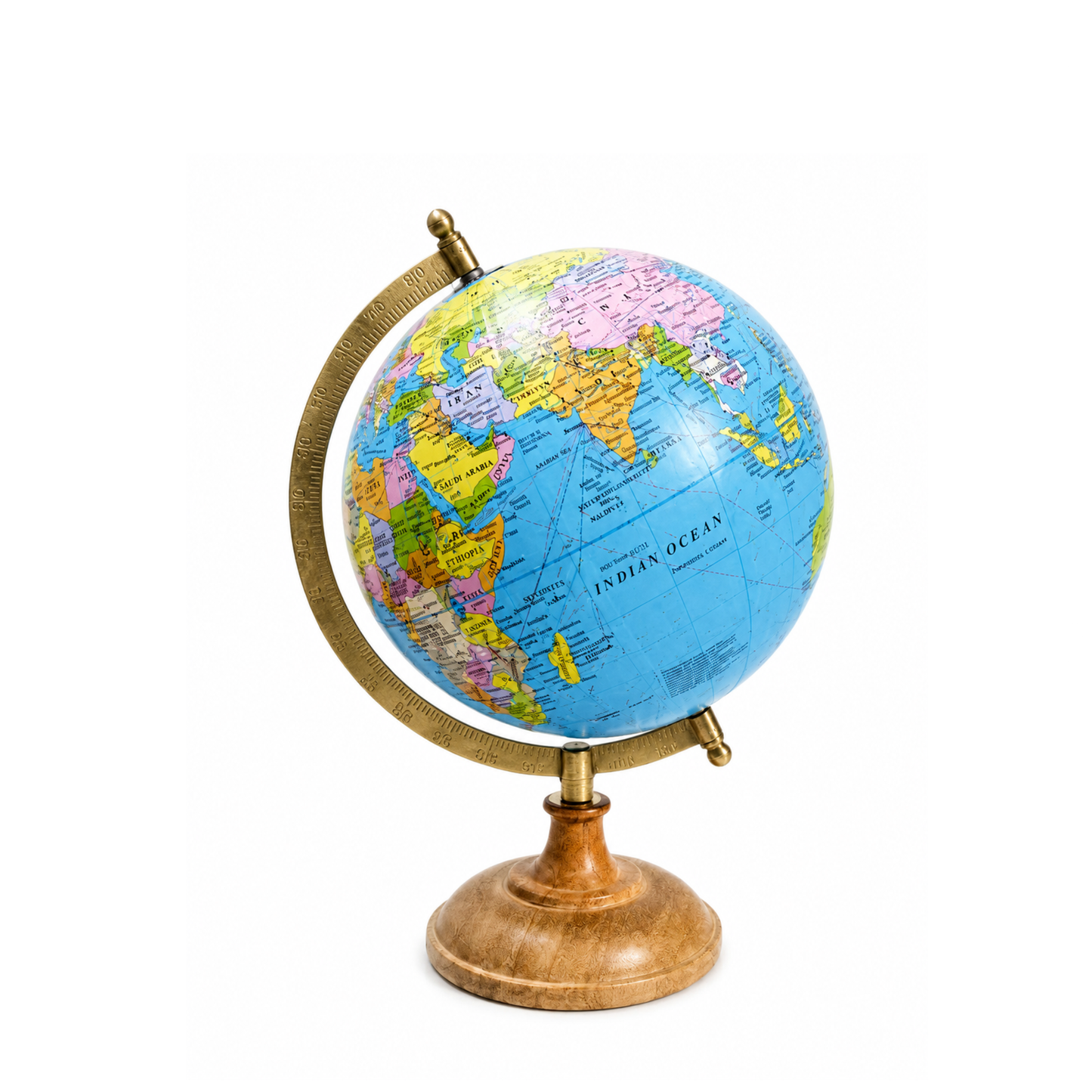 Premium Rotating World Globe with Wooden Base | Educational Political Globe | Office Desk, Study Table & Home Decor | Classic Desktop Globe Gift for Students, Teachers & Travel Lovers