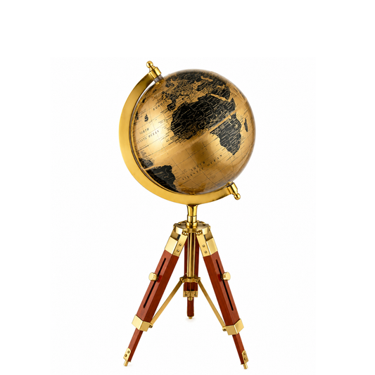 Gold Globe with Antique Tripod stand