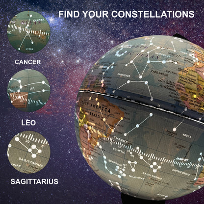 2 in 1 Political and Celestial Led Light 8 inch Globe