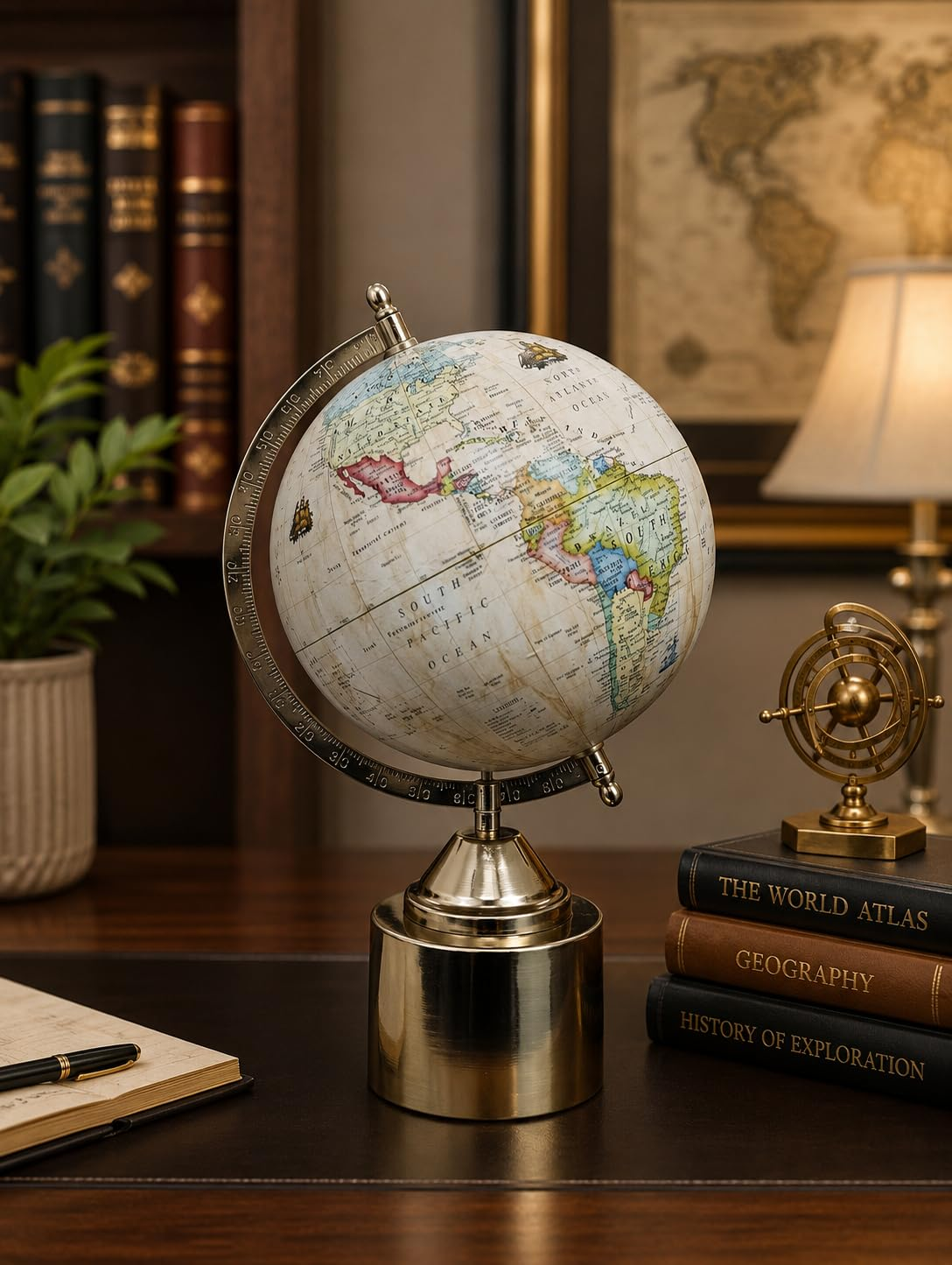 Elegant Metal Base World Globe for Home & Office